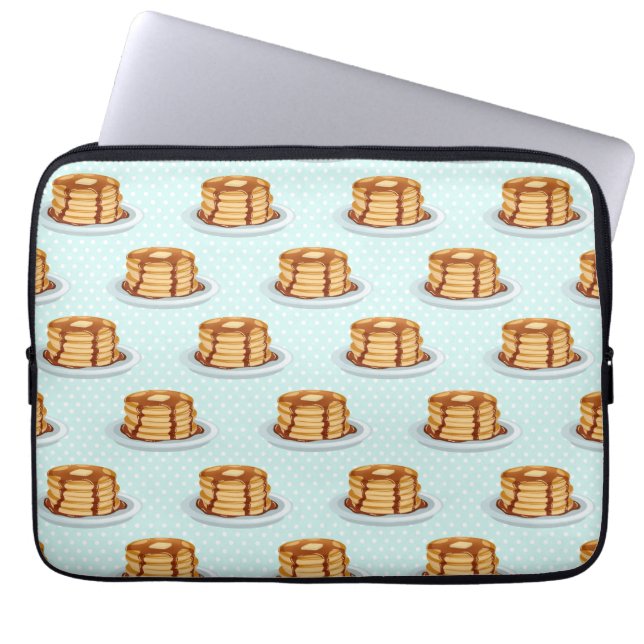 Pannenkoeken met Maple Syrup en Polkadot Pattern Laptop Sleeve (Voorkant)