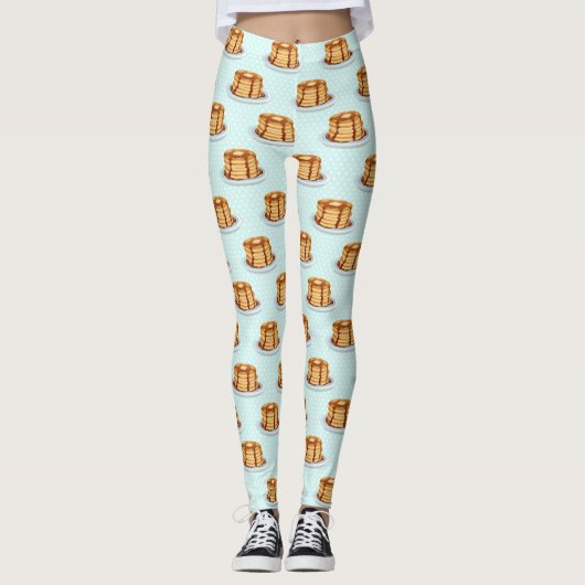 Pannenkoeken met Maple Syrup en Polkadot Pattern Leggings (Voorkant)