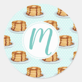 Pannenkoeken met Maple Syrup en Polkadot Pattern Ronde Sticker