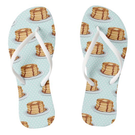 Pannenkoeken met Maple Syrup en Polkadot Pattern Teenslippers (Voetbed)