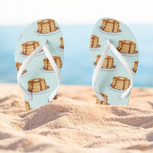 Pannenkoeken met Maple Syrup en Polkadot Pattern Teenslippers