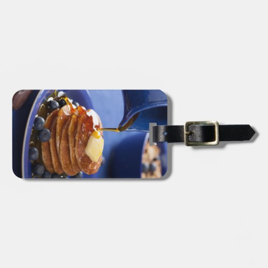 Pannenkoeken met stroop en bosbessen bagagelabel (Voorkant horizontaal)