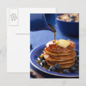 Pannenkoeken met stroop en bosbessen briefkaart (Voorkant / Achterkant)