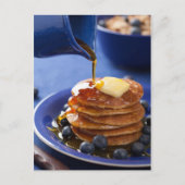 Pannenkoeken met stroop en bosbessen briefkaart (Voorkant)