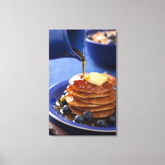 Pannenkoeken met stroop en bosbessen canvas afdruk (Voorkant)