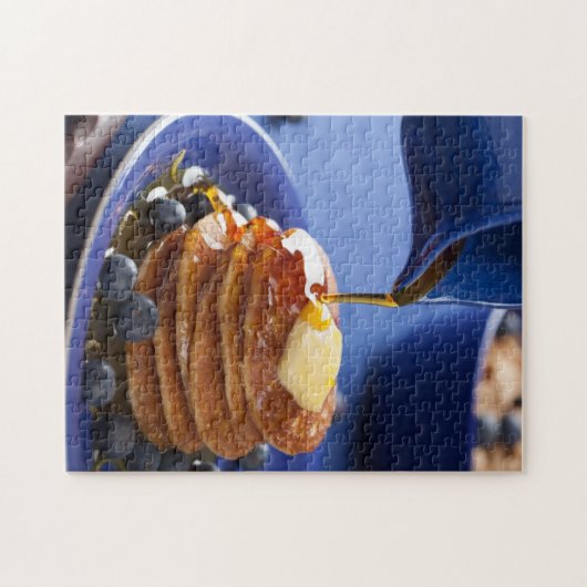 Pannenkoeken met stroop en bosbessen legpuzzel (Horizontaal)