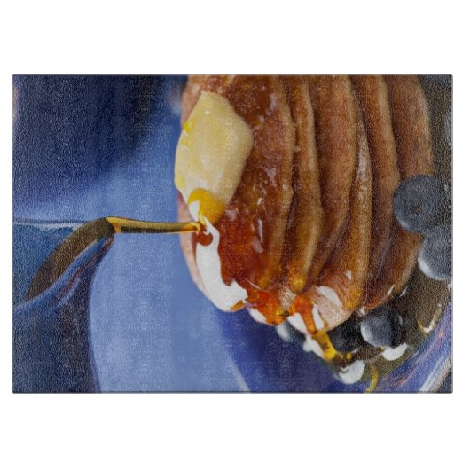 Pannenkoeken met stroop en bosbessen snijplank (Voorkant)