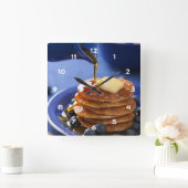 Pannenkoeken met stroop en bosbessen vierkante klok (Huis)