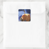 Pannenkoeken met stroop en bosbessen vierkante sticker (Tas)