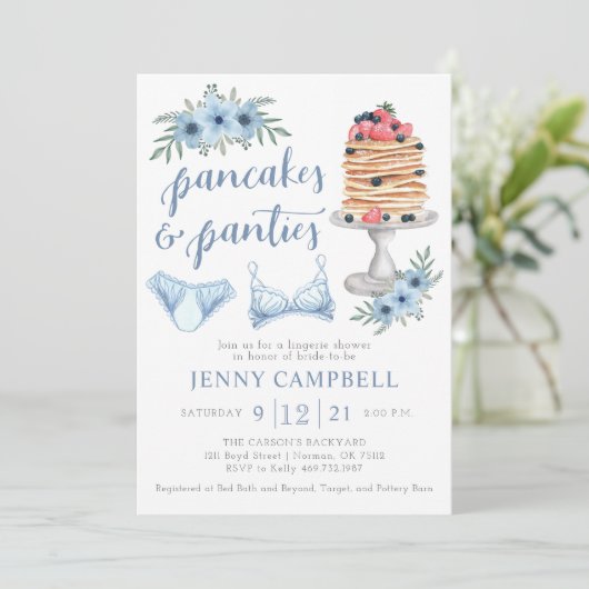 Pannenkoeken & Ondergoed Bruidsborrel  Kaart (Staand voorkant)
