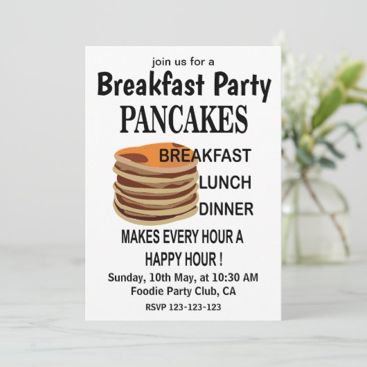 Pannenkoeken Ontbijt Pannenkoek Party Kaart (Staand voorkant)