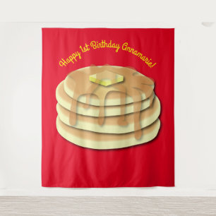 Pannenkoeken Ontbijtfeest Kids Fotohokje Achtergro Wandkleed