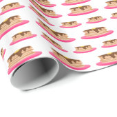 Pannenkoeken op roze Borden patroon Cadeaupapier (Rol Hoek)