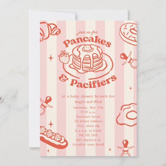 Pannenkoeken Pacifiers Doodle Girl Baby shower Bru Kaart (Voorkant)