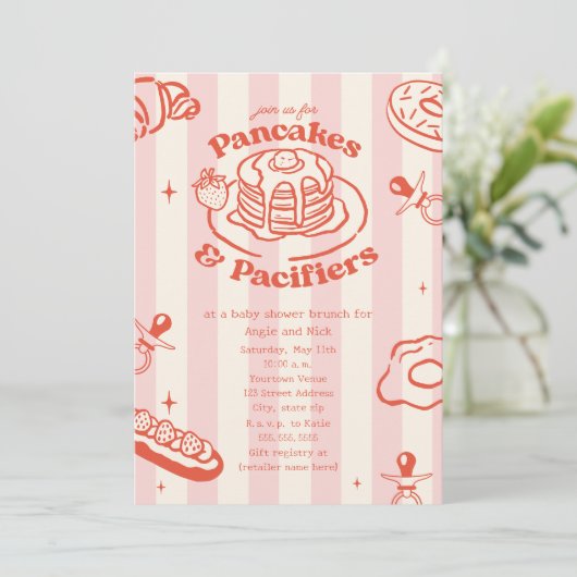Pannenkoeken Pacifiers Doodle Girl Baby shower Bru Kaart (Staand voorkant)