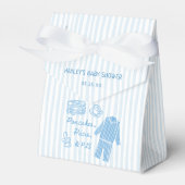 Pannenkoeken, Pacis & PJs Jongens Baby Shower Bedankdoosjes (Voorkant Zijde)