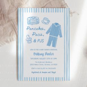 Pannenkoeken, Pacis & PJs Jongens Baby Shower Kaart