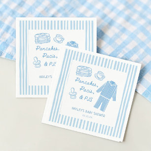 Pannenkoeken, Pacis & PJs Jongens Baby Shower Servet
