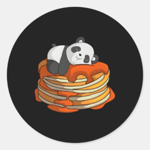 Pannenkoeken Panda op Wafel Ontbijt Flapjack Hotac Ronde Sticker