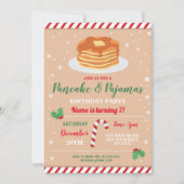 Pannenkoeken & Pyjama Feest Kerst Pyjama Uitnodigi Kaart (Voorkant)