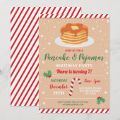 Pannenkoeken & Pyjama Feest Kerst Pyjama Uitnodigi Kaart (Voorkant / Achterkant)