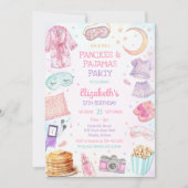 Pannenkoeken & Pyjama Feest Slaapfeest Verjaardag Kaart (Voorkant)