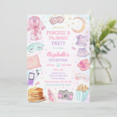 Pannenkoeken & Pyjama Feest Slaapfeest Verjaardag Kaart (Staand voorkant)