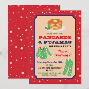 Pannenkoeken & Pyjama Kerstfeest Verjaardag Blauw Kaart