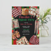 Pannenkoeken & Pyjama Kerstmis PJ's Feest Verjaard Kaart (Staand voorkant)