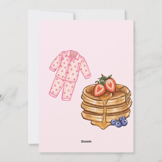 Pannenkoeken Pyjama Party Verjaardag Uitnodiging (Achterkant)