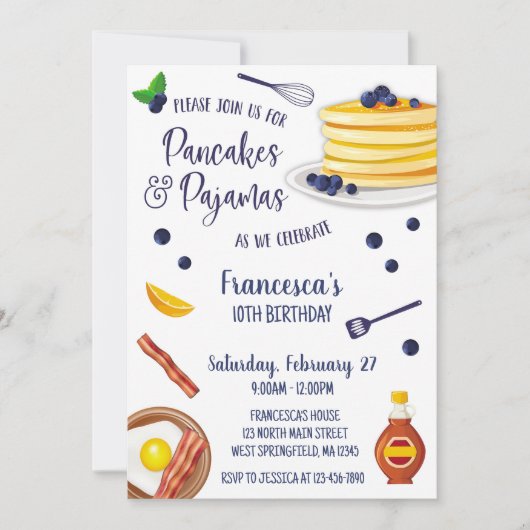 Pannenkoeken Pyjama Sleepover Verjaardag Slumber P Kaart (Voorkant)