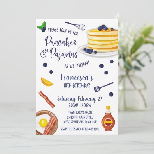 Pannenkoeken Pyjama Sleepover Verjaardag Slumber P Kaart (Staand voorkant)