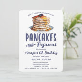 Pannenkoeken & Pyjama Verjaardag Meisje Party Uitn Kaart (Staand voorkant)