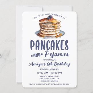 Pannenkoeken & Pyjama Verjaardag Meisje Party Uitn Kaart
