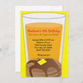 Pannenkoeken & pyjama's Gele brunch Uitnodiging (Voorkant / Achterkant)