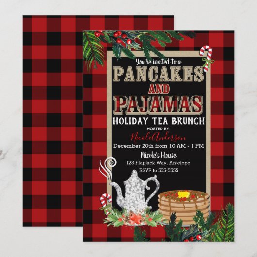 Pannenkoeken & Pyjama's Kerstthee Brunch Landelijk Kaart (Voorkant / Achterkant)