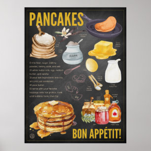 Pannenkoeken Recept Krijtbord Keuken Kunst Poster