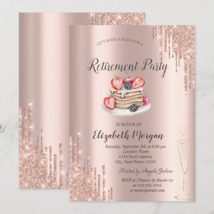 Pannenkoeken Roze Goud Glitter Druppels Pensioen Kaart