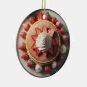 Pannenkoeken slagroom en aardbeien Kerstmis Keramisch Ornament (Rechts)