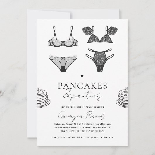 Pannenkoeken & slipjes Zwart Lingerie Vrijgezellen Kaart (Voorkant)