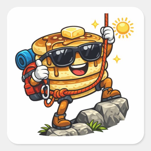 Pannenkoeken Stapelen Klimmen Vierkante Sticker (Voorkant)