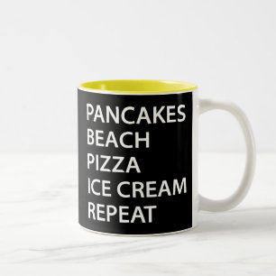 Pannenkoeken Strand Pizza Ijs Herhaal Tweekleurige Koffiemok