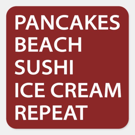 Pannenkoeken Strand Sushi Ijs Herhaal Vierkante Sticker (Voorkant)