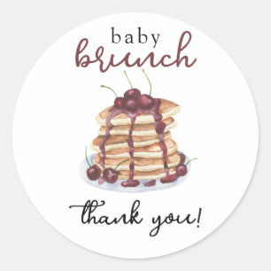 Pannenkoeken Sweet Cherry Baby shower Bedankt Card Ronde Sticker