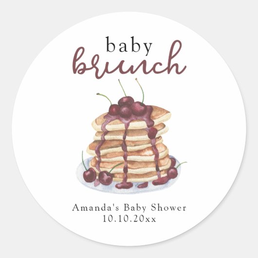 Pannenkoeken Sweet Cherry Baby shower Ronde Sticker (Voorkant)