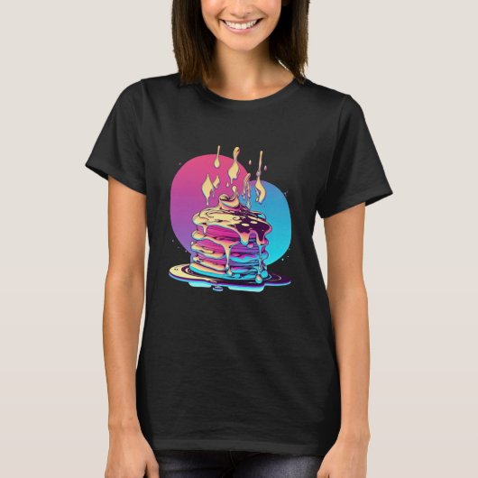 Pannenkoeken Synthwave 80s Retrowave Esthetiek T-shirt (Voorkant)