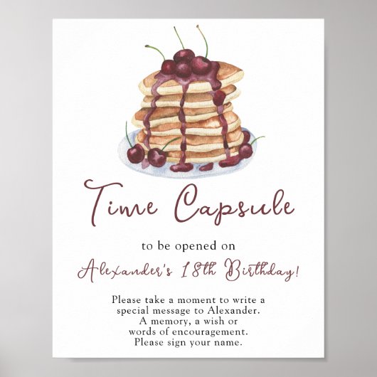 Pannenkoeken Time Capsule 1e verjaardag Poster (Voorkant)