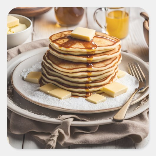 pannenkoeken vierkante sticker (Voorkant)