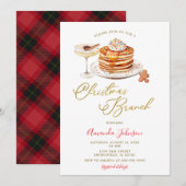 Pannenkoeken Winter Rood Geruit Kerst Brunch Kaart (Voorkant / Achterkant)