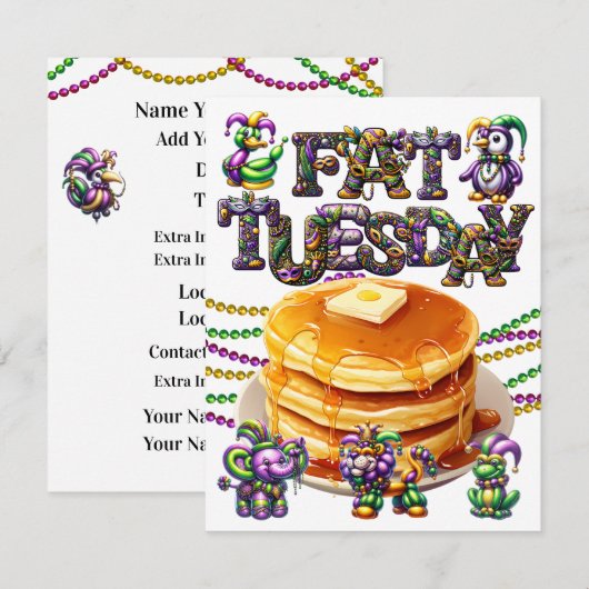 Pannenkoekenavond - Uitnodiging Dikke Dinsdag (Voorkant / Achterkant)